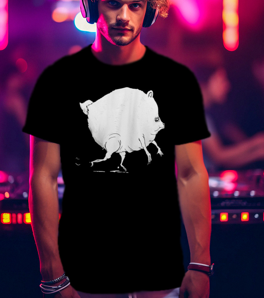 Running Round Hamster Creature Absurd White Quadruped Honesty T-Shirt