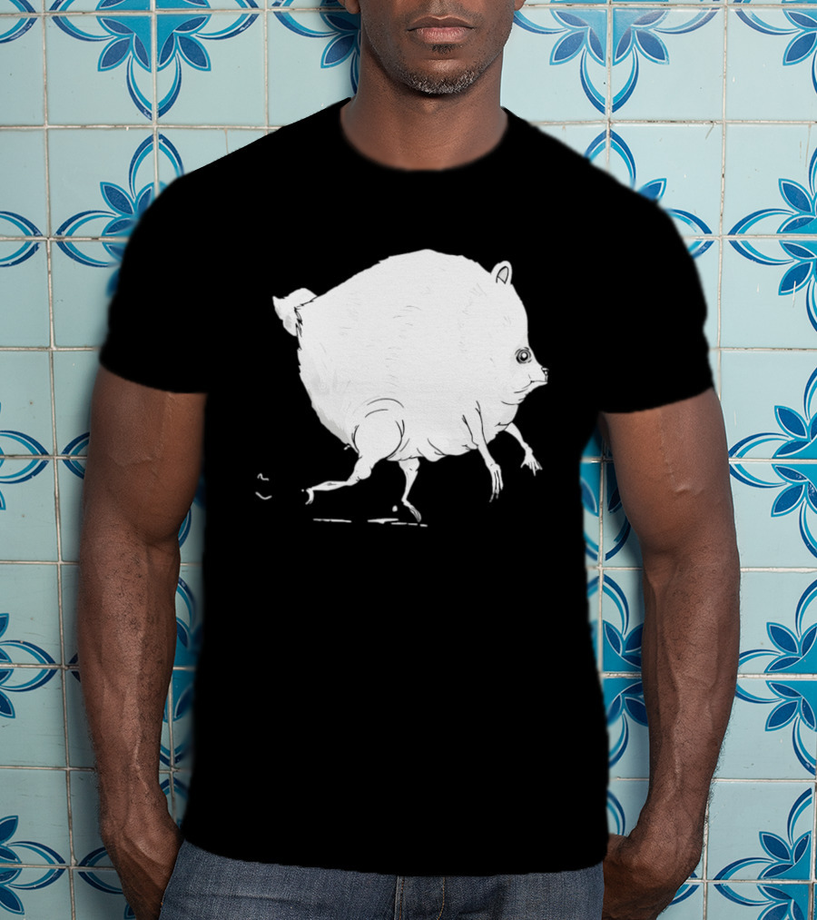Running Round Hamster Creature Absurd White Quadruped Honesty T-Shirt