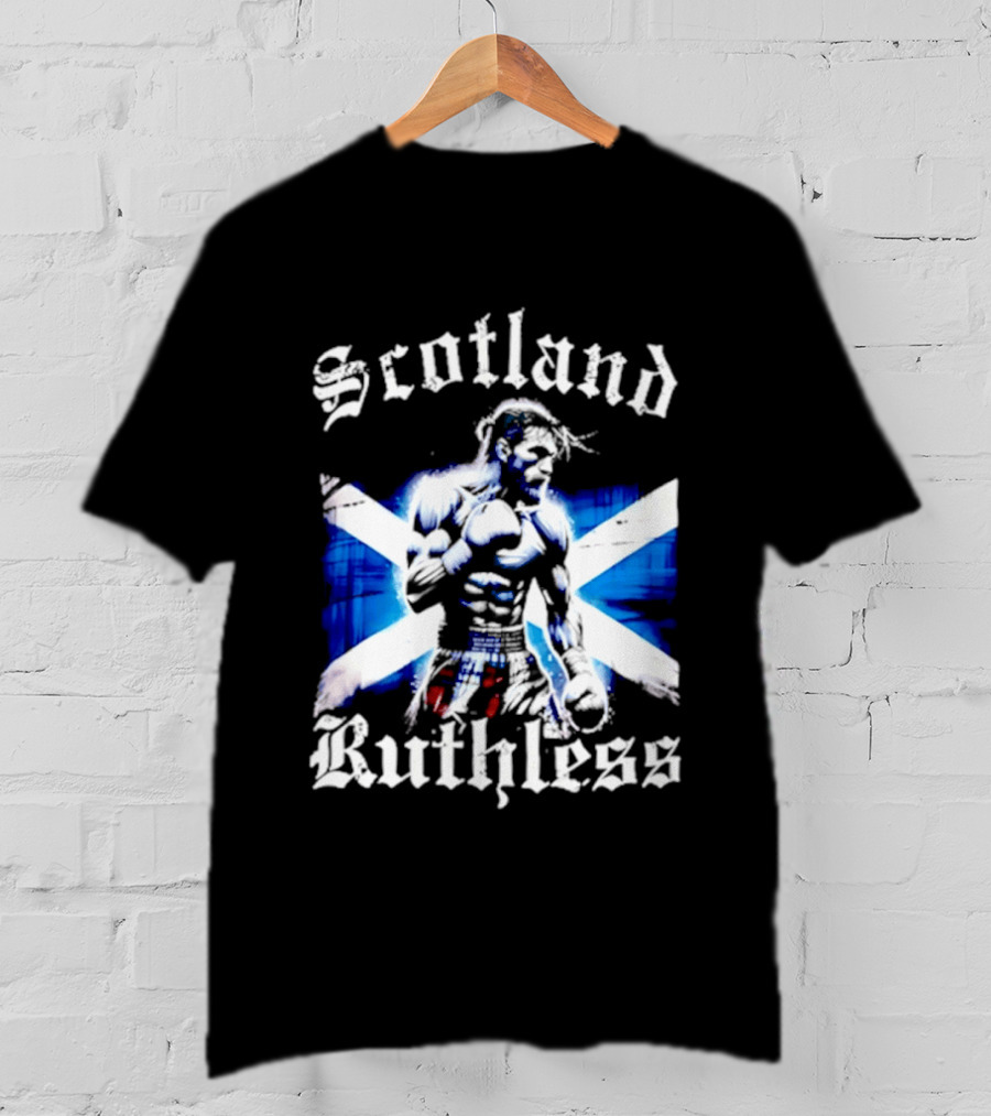 Scotland Ruthless Fighter With Scottish Cross Flag T-Shirt
