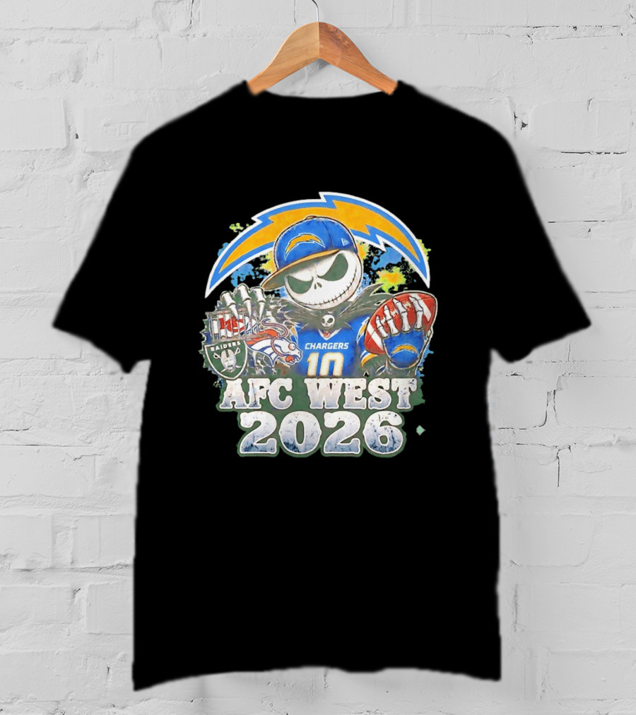 Los Angeles Chargers Jack Skellington Raiders Broncos AFC West 2026 T-Shirt