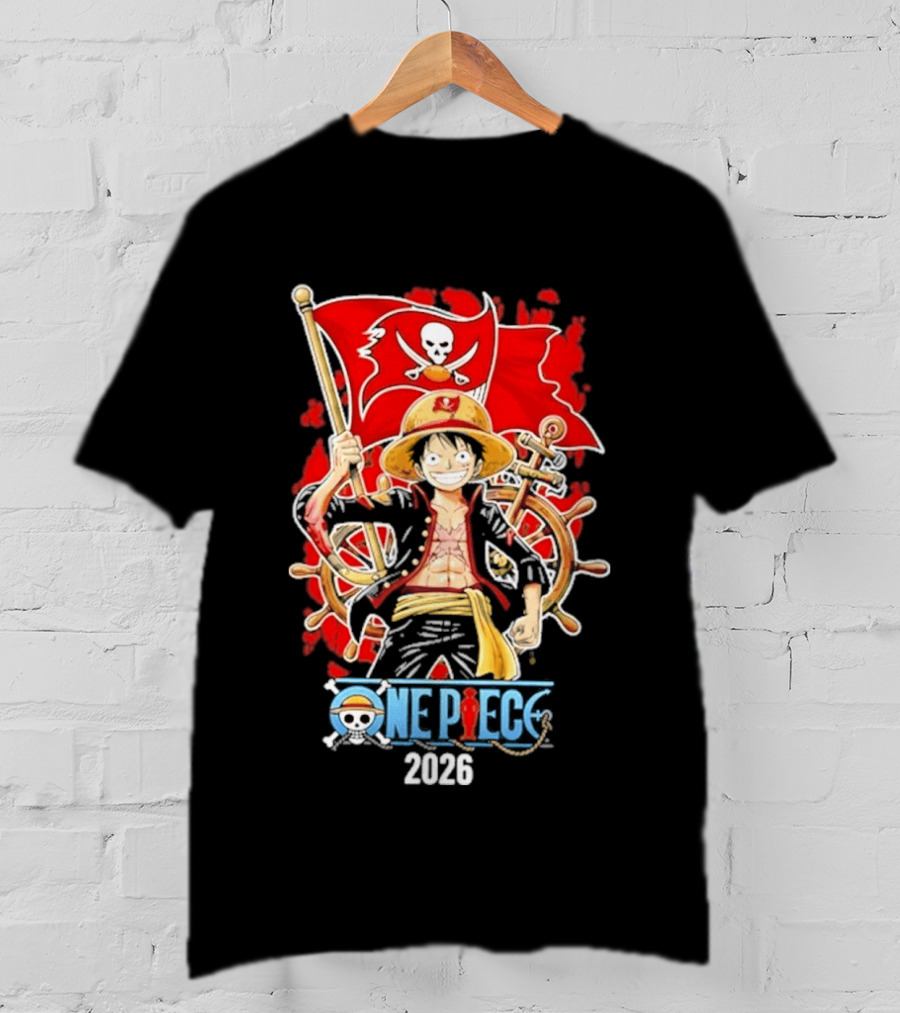 Tampa Bay Buccaneers One Piece Luffy 2026 Pirate Flag Adventure T-Shirt