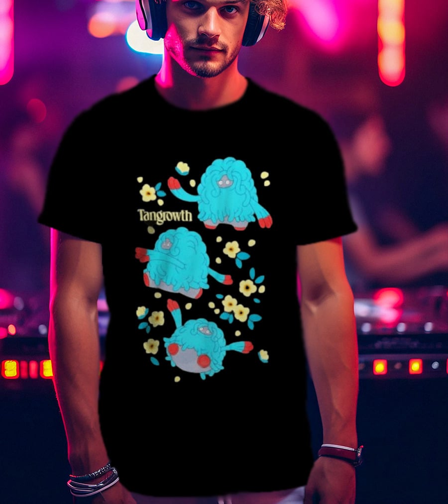 Tangrowth Pokémon Floral Grass Type Yellow Flowers And Blue Vines T-Shirt