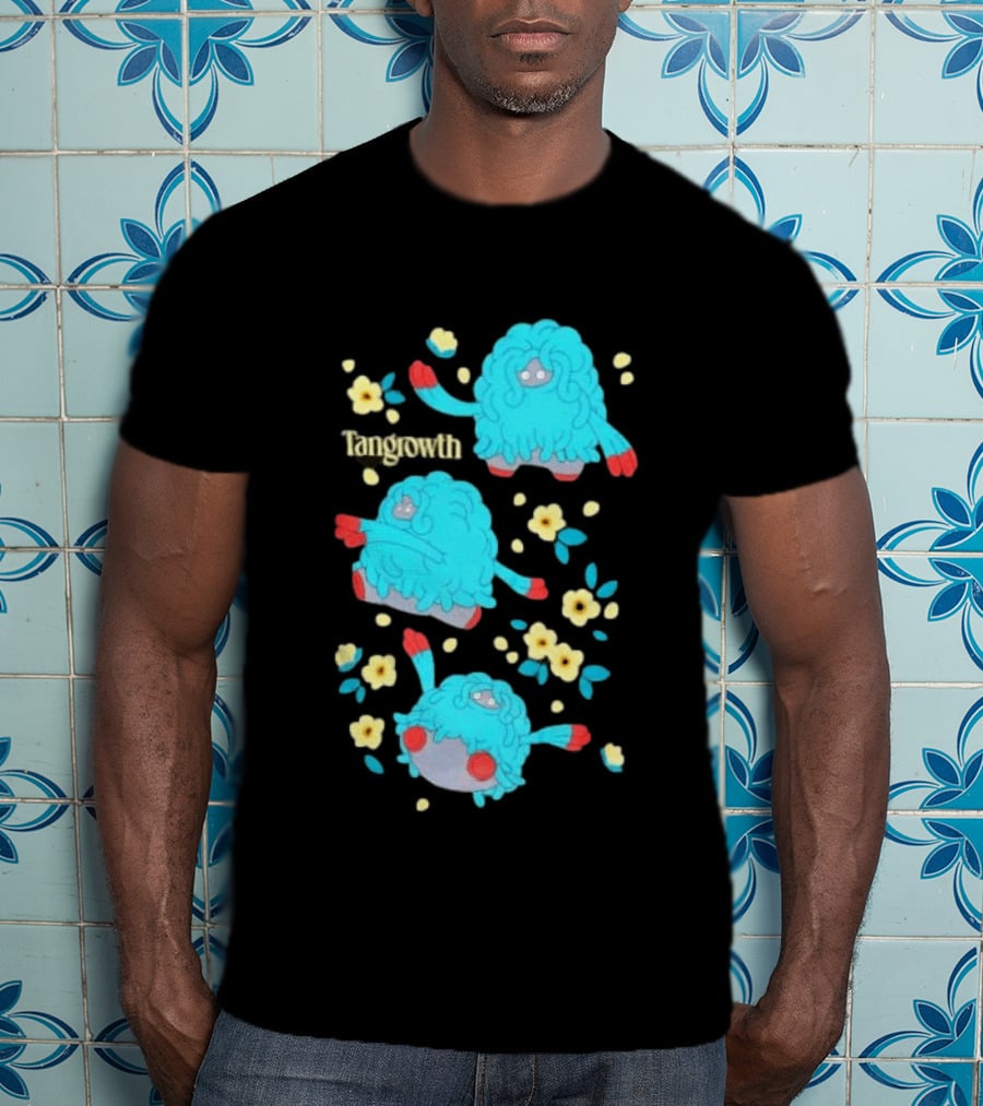Tangrowth Pokémon Floral Grass Type Yellow Flowers And Blue Vines T-Shirt