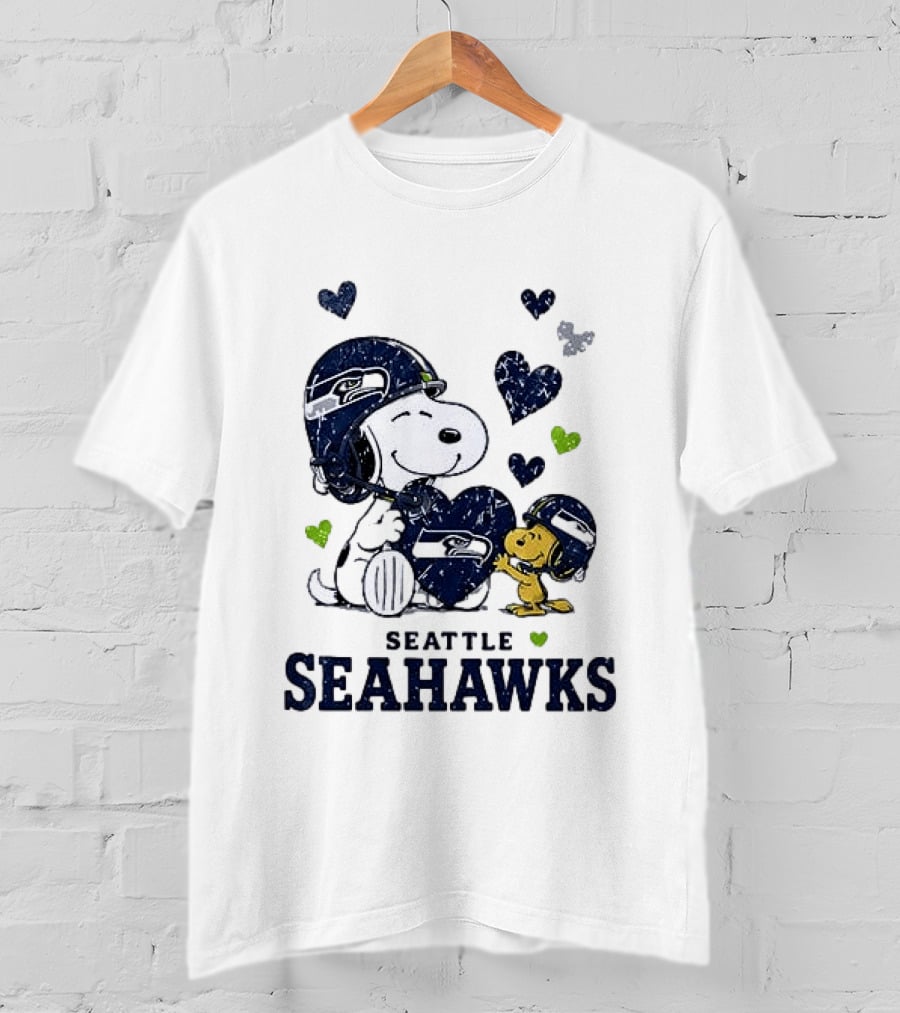 Seattle Seahawks Snoopy Peanuts Love Laughter Hearts T-Shirt