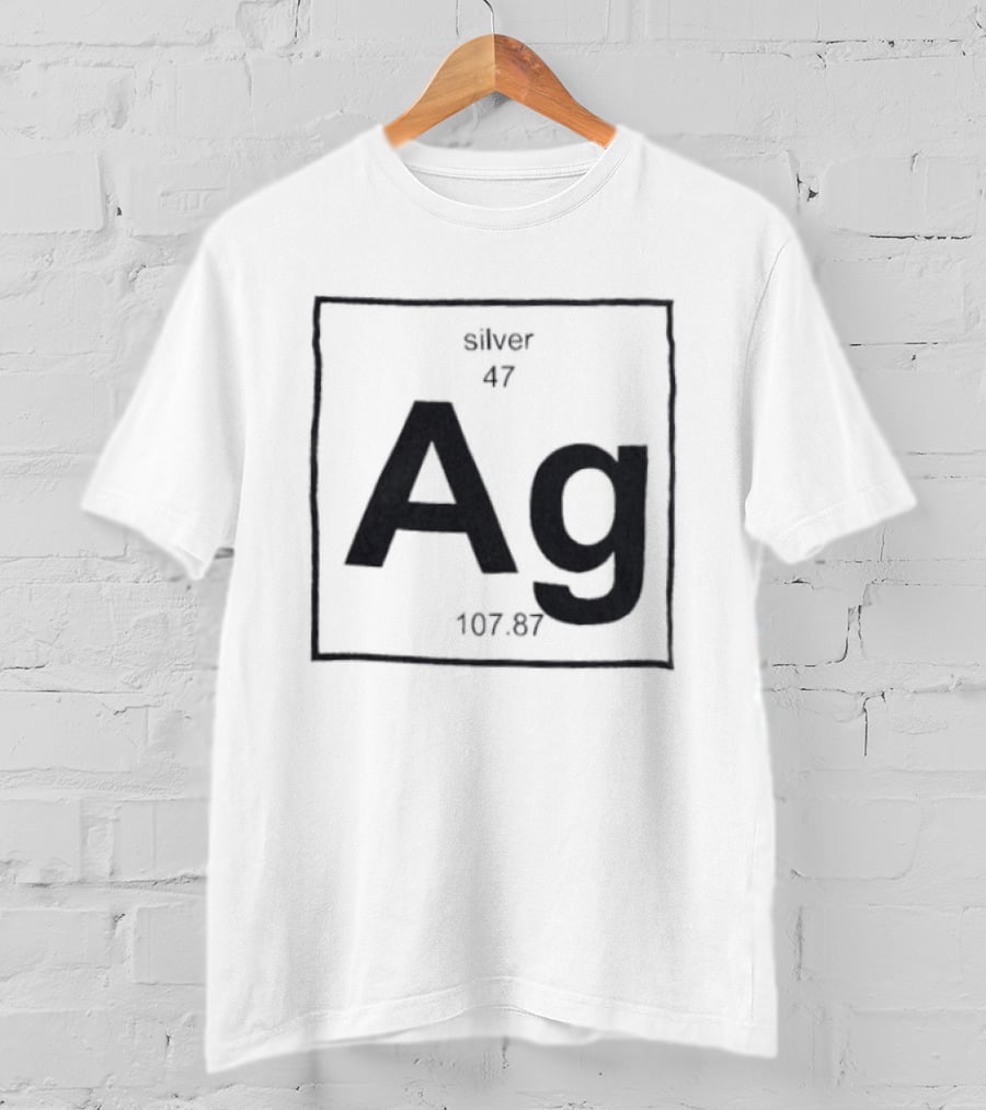 Silver Periodic Table Element Ag 47 Atomic Number 107.87 Chemistry T-Shirt