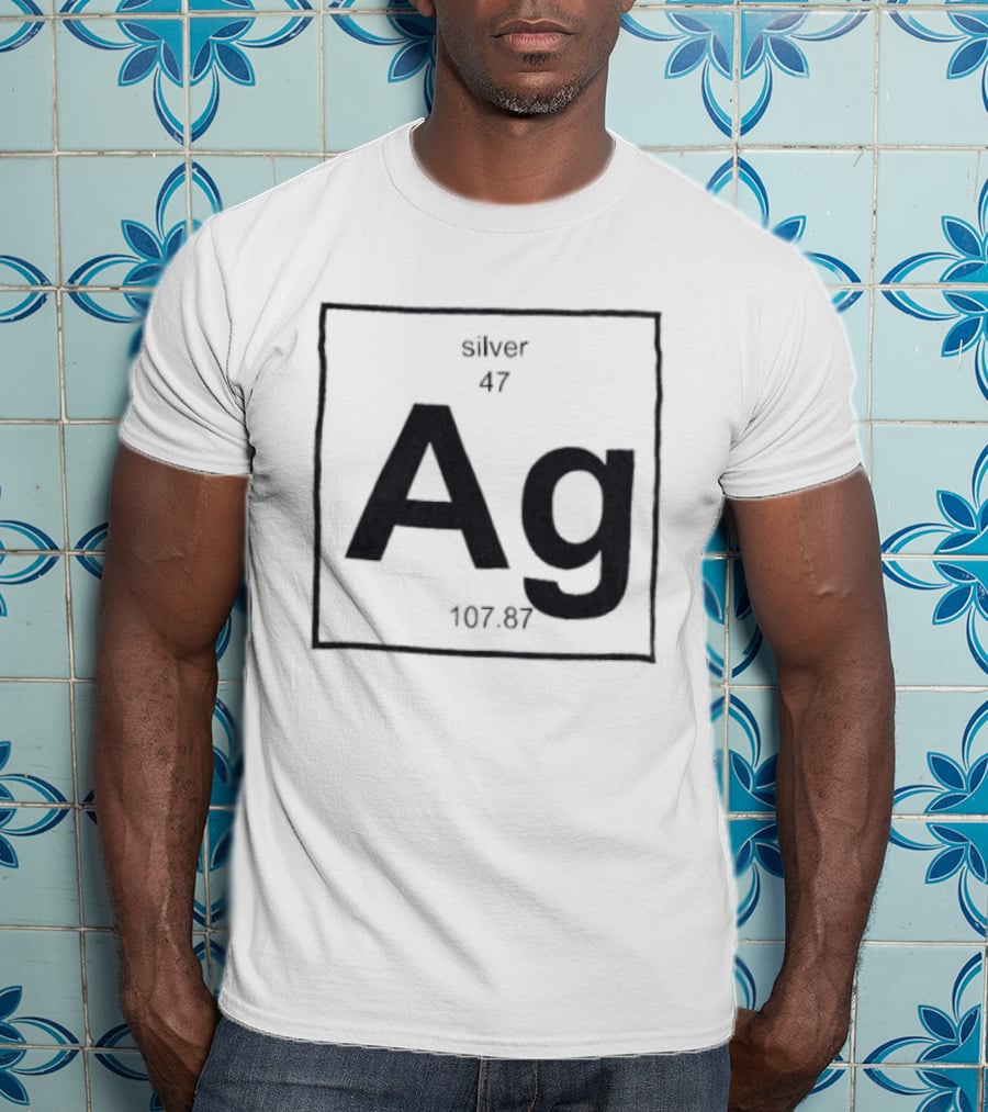 Silver Periodic Table Element Ag 47 Atomic Number 107.87 Chemistry T-Shirt