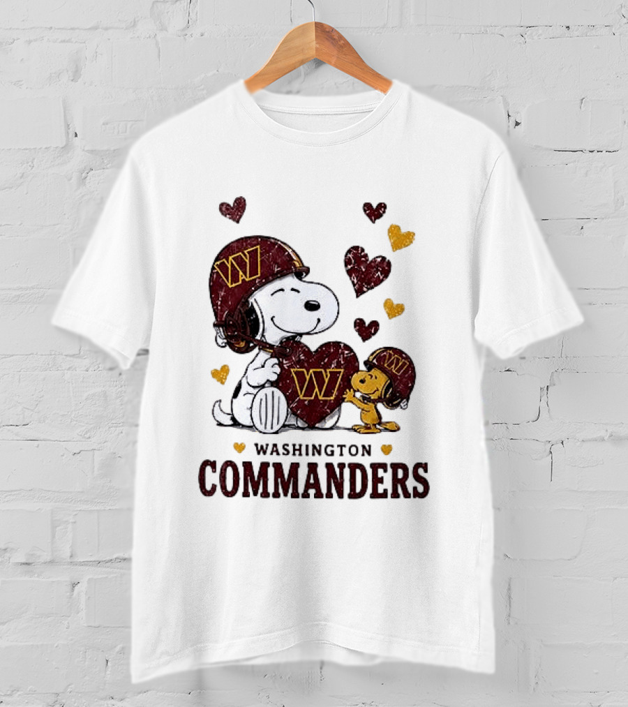 Washington Commanders Peanuts Snoopy Woodstock Love Laughter Hearts T-Shirt