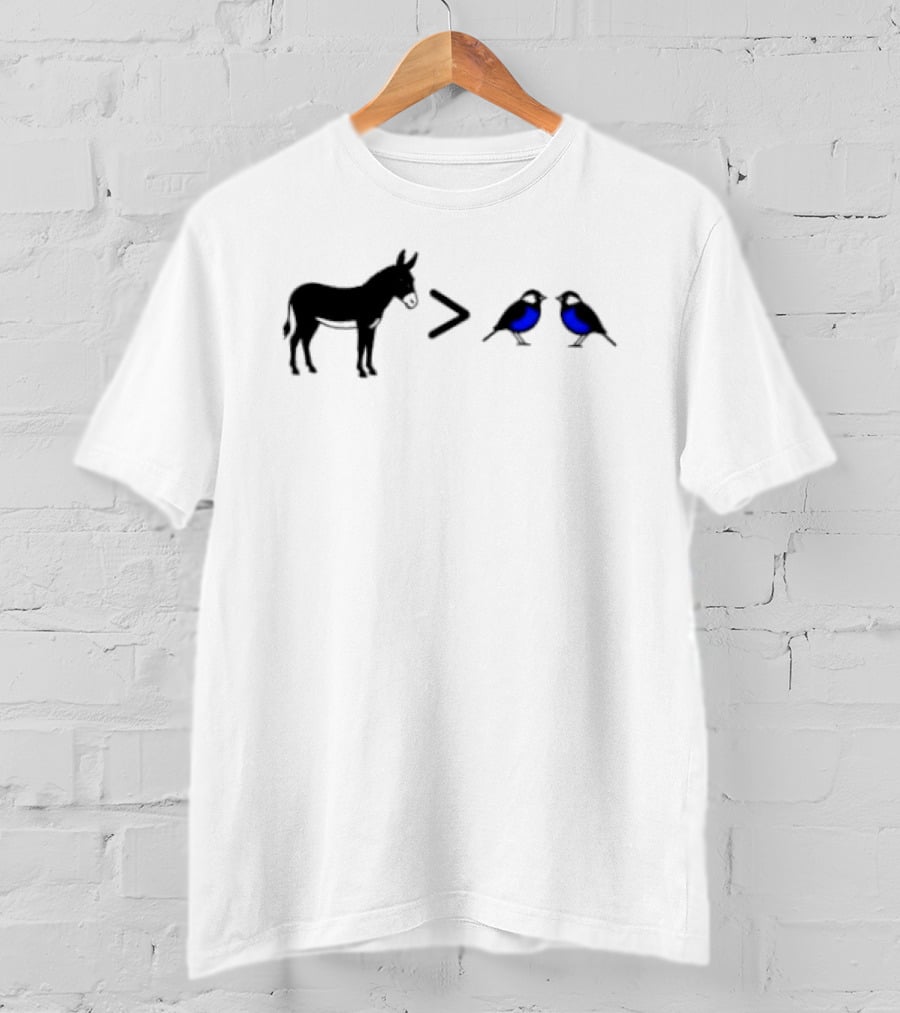 Donkey Greater Than Two Birds Math Fun Equation T-Shirt