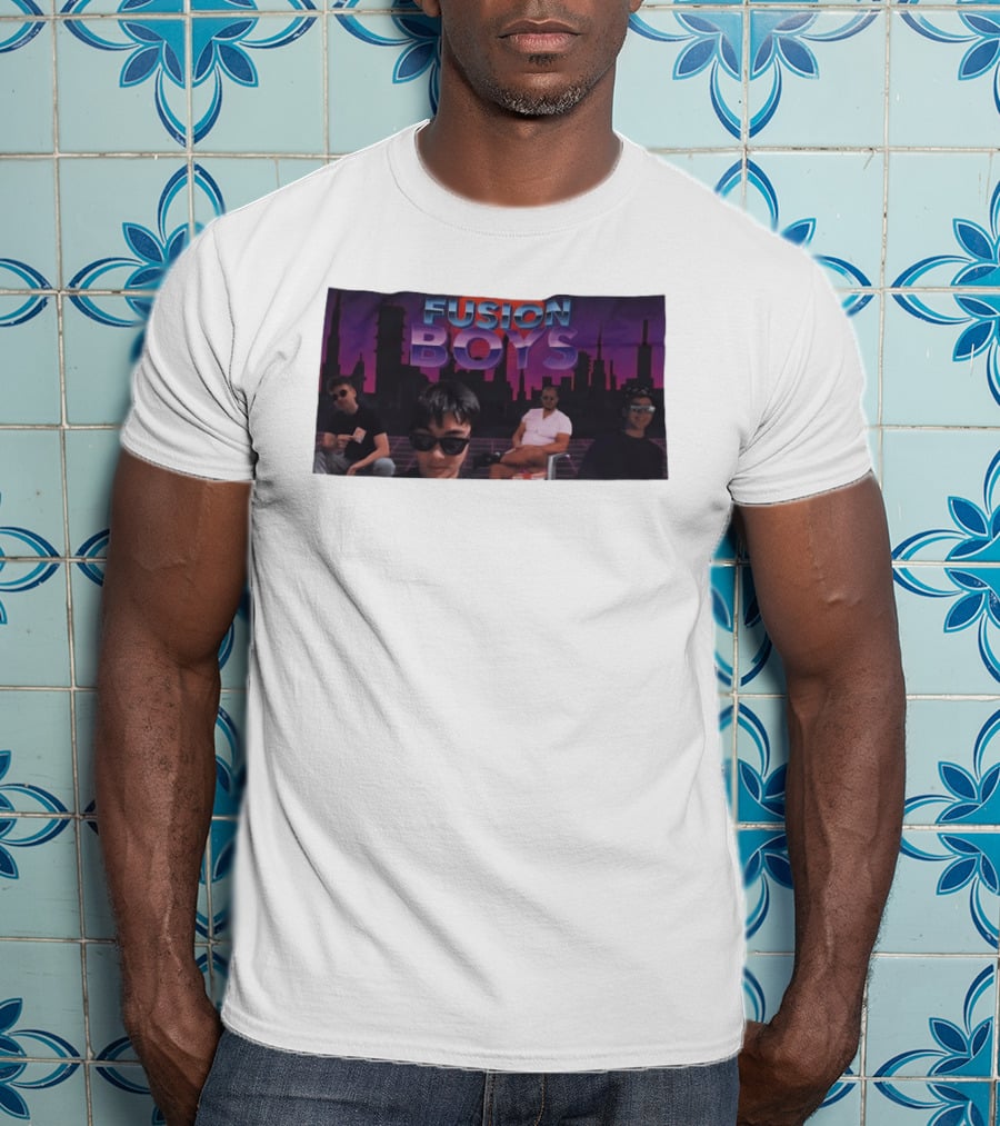 Fusion Boys Aesthetic Group Vaporwave Skyline T-Shirt