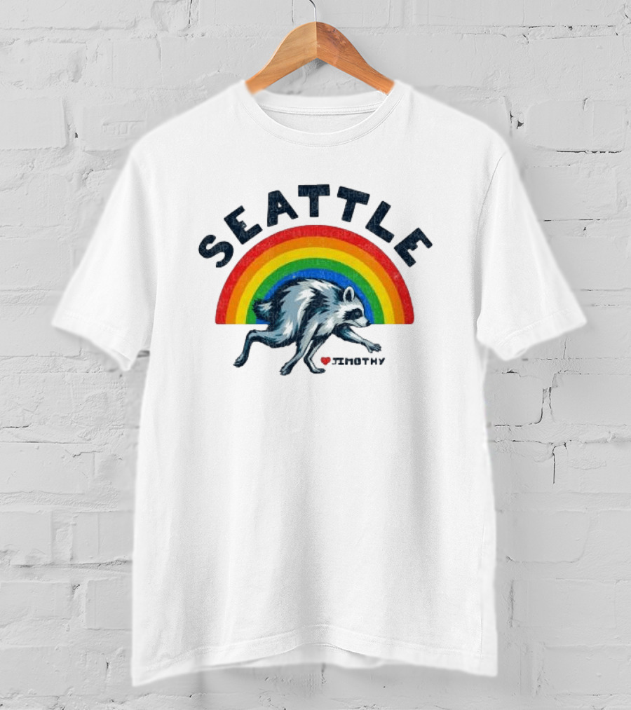 Seattle Jimothy Rainbow Pride 2026 Raccoon Heart T-Shirt