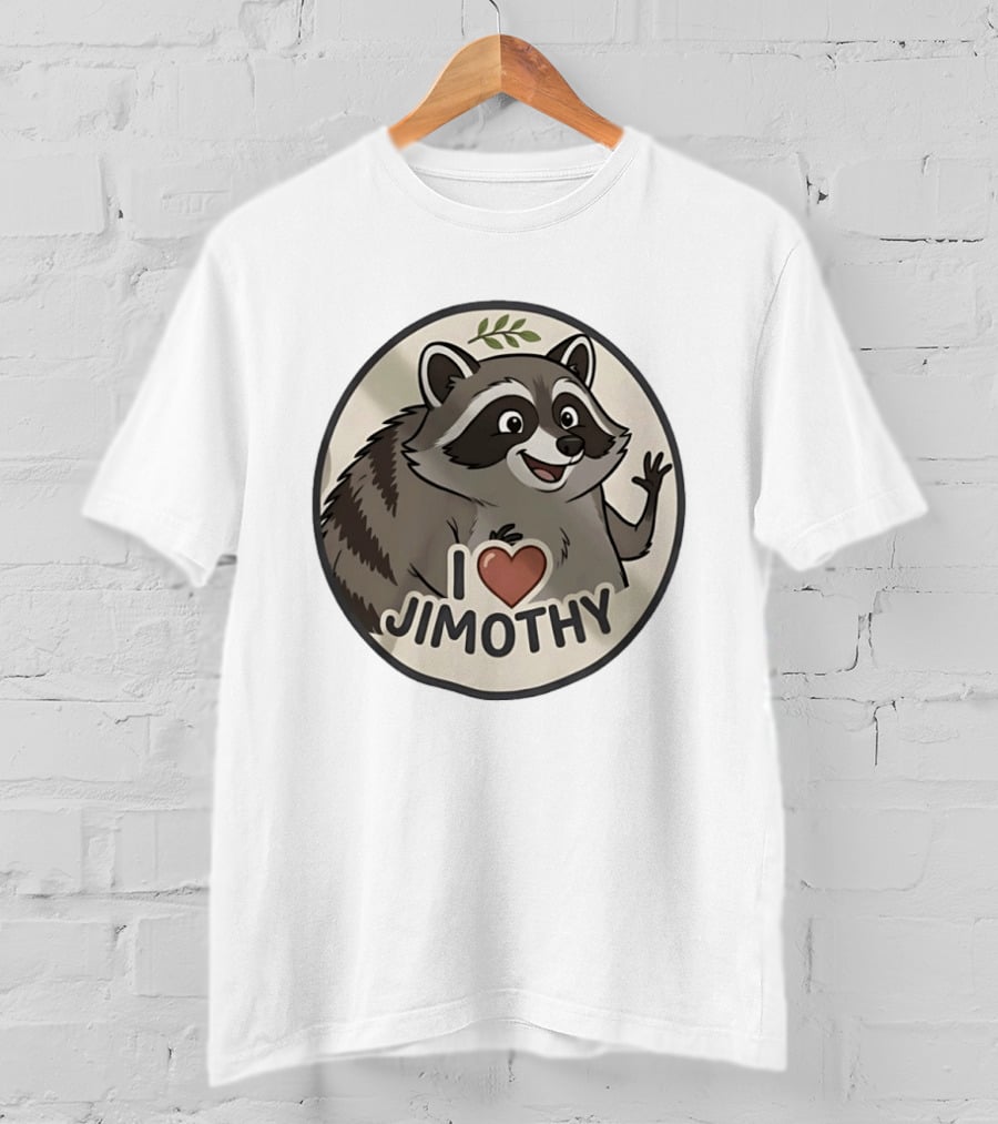 I Love Jimothy Adorable Cartoon Raccoon Enthusiast Favorite T-Shirt