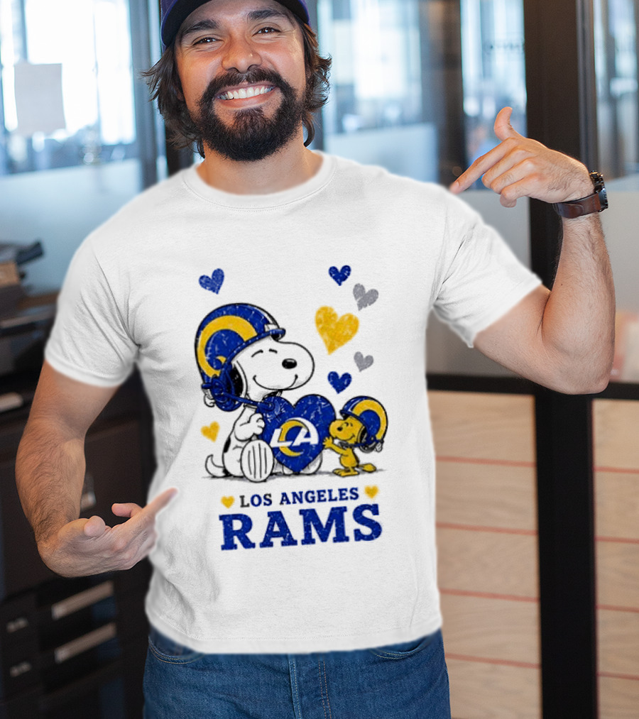Los Angeles Rams Peanuts Snoopy Love Laughter Hearts T-Shirt
