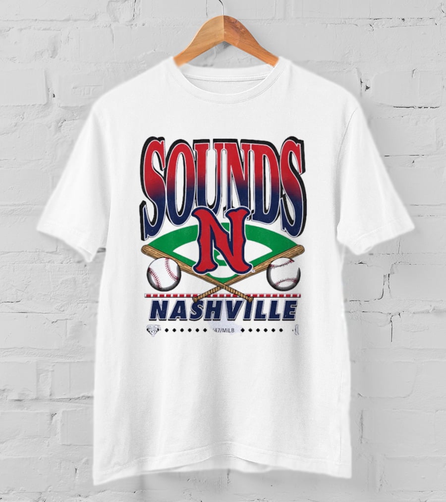 Nashville Sounds MiLB Baseball Team Logo With Bat And Ball T-Shirt