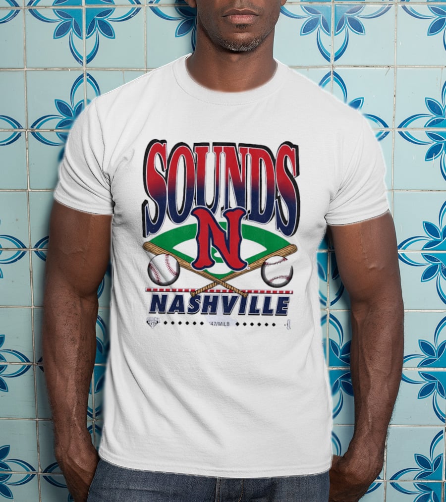 Nashville Sounds MiLB Baseball Team Logo With Bat And Ball T-Shirt