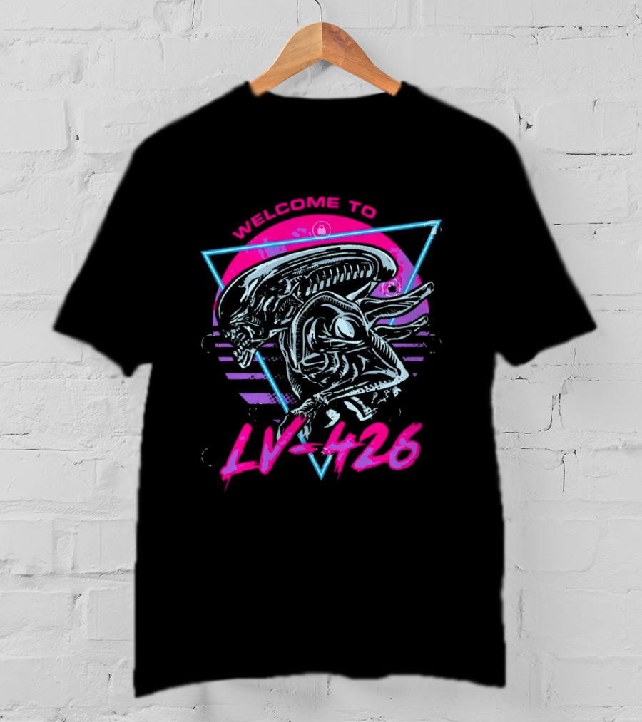 Welcome To LV 426 Alien Xenomorph Retro Neon Triangle T-Shirt