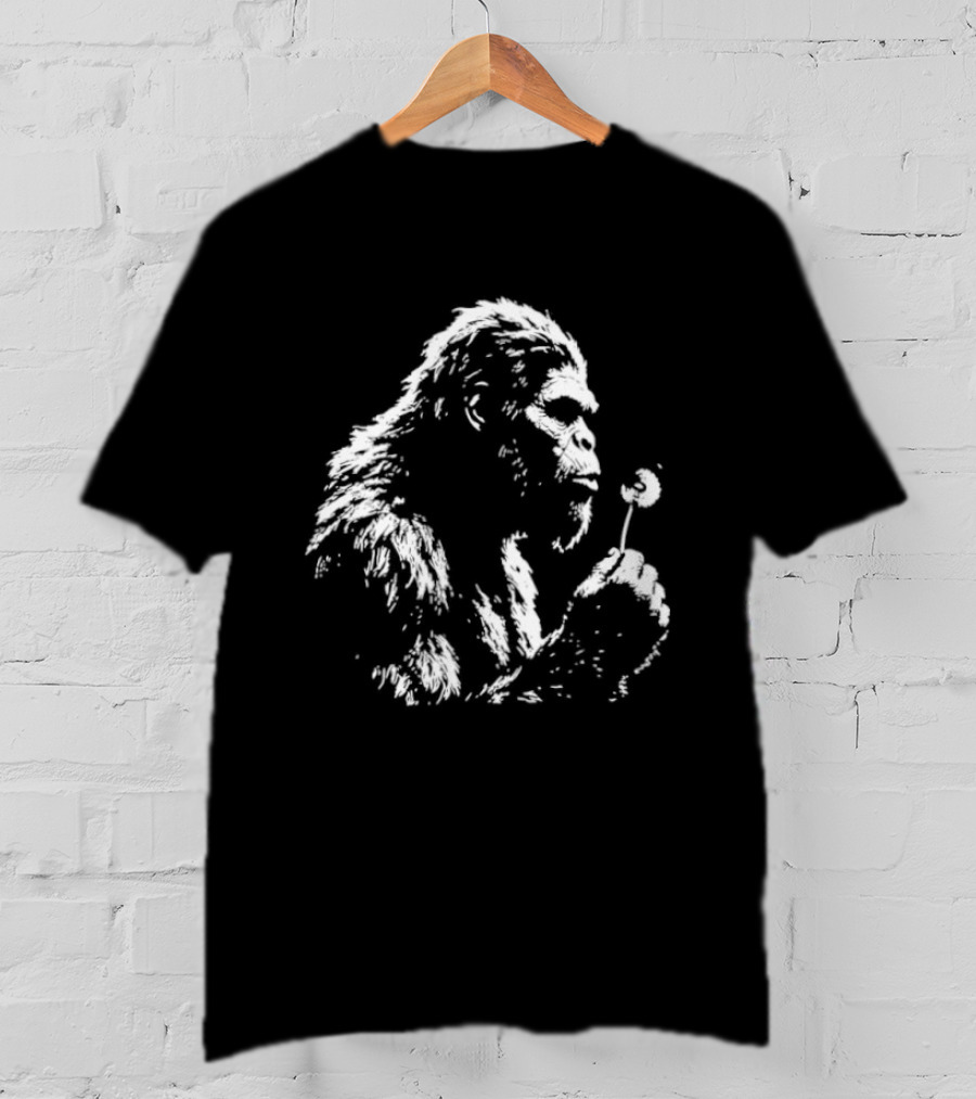 Bigfoot Sasquatch Blowing Dandelion Cryptid Mythical Creature T-Shirt