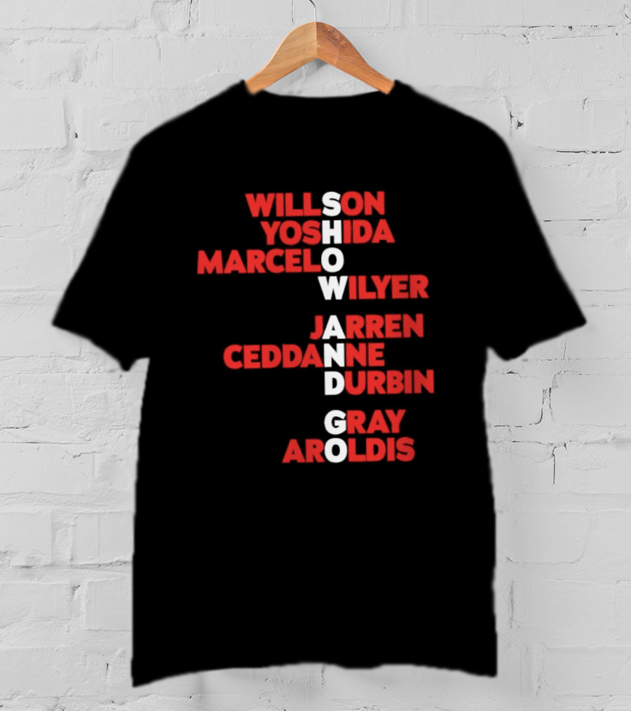 Boston Baseball Show And Go Willson Yoshida Marcel Wilyer Jarren Ceddanne Durgin Gray Aroldis 2026 Names Word Game T-Shirt