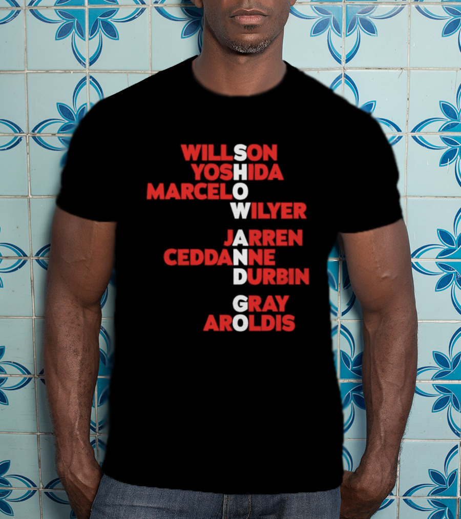 Boston Baseball Show And Go Willson Yoshida Marcel Wilyer Jarren Ceddanne Durgin Gray Aroldis 2026 Names Word Game T-Shirt