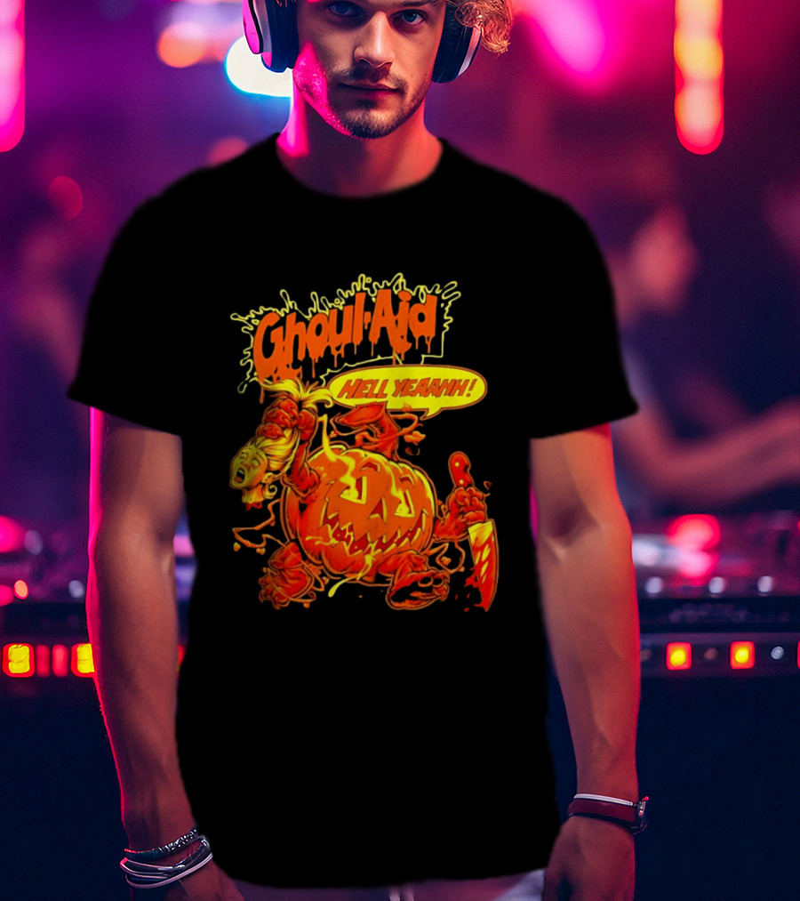 Ghoul Aid Hell Yeaahh Pumpkin Halloween Knife Monster T-Shirt