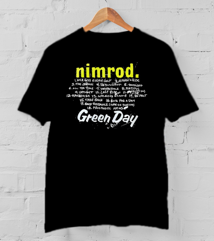 Green Day Nimrod Album Tracklist Punk Rock Nimrod Title Track Green Day T-Shirt
