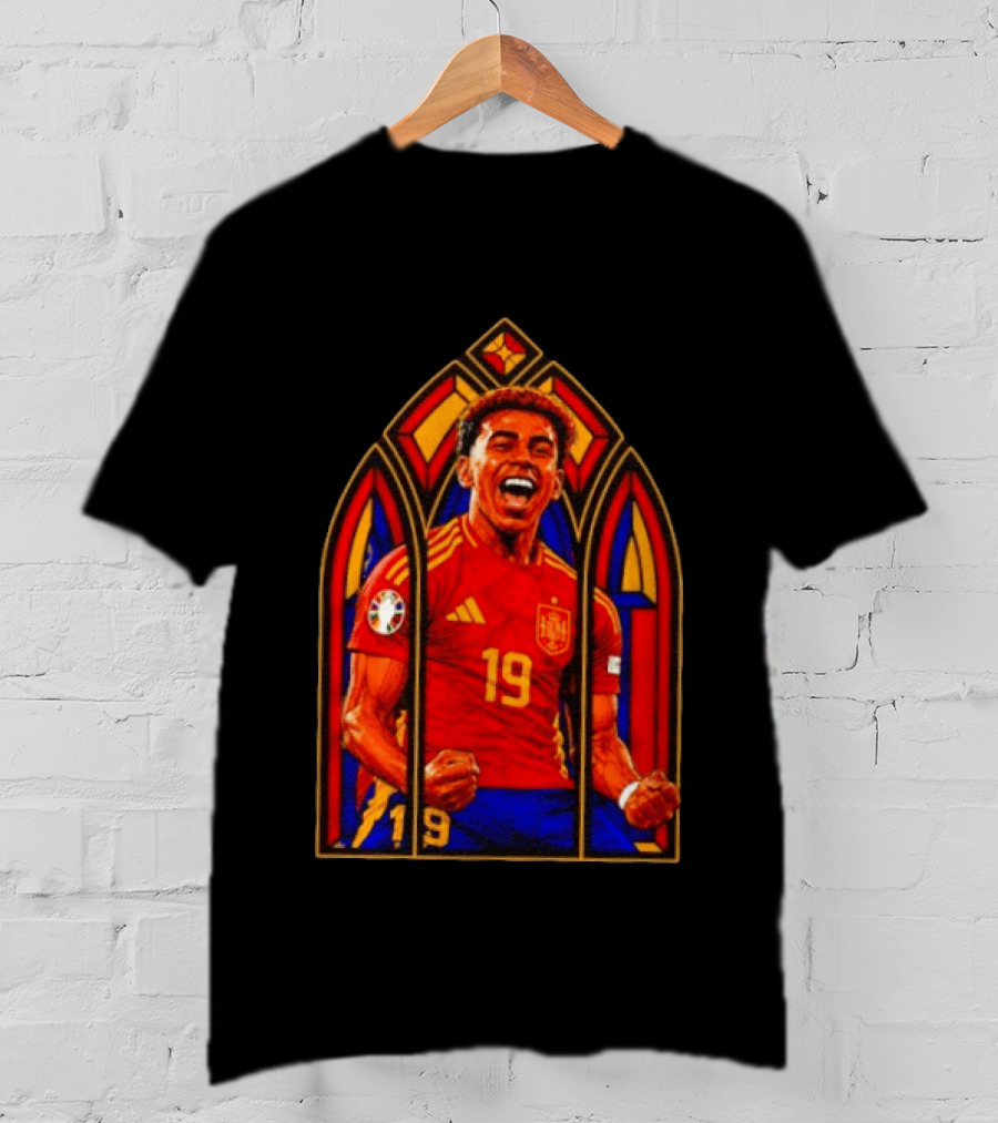 Lamine Yamal Spain National Team Number 19 Stained Glass Artistry T-Shirt