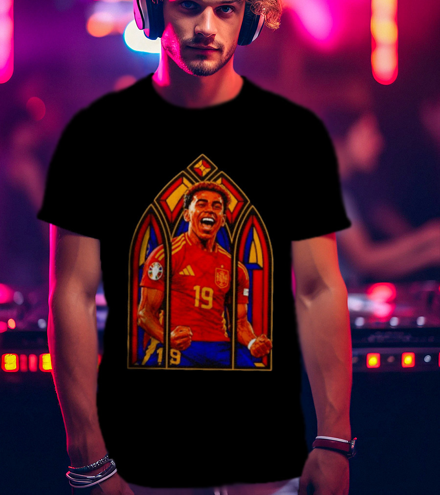 Lamine Yamal Spain National Team Number 19 Stained Glass Artistry T-Shirt