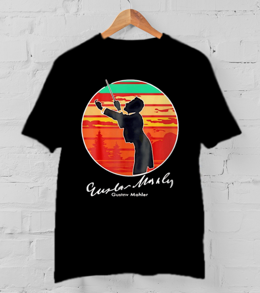 Gustav Mahler Conducting Silhouette With Vibrant Sunset T-Shirt