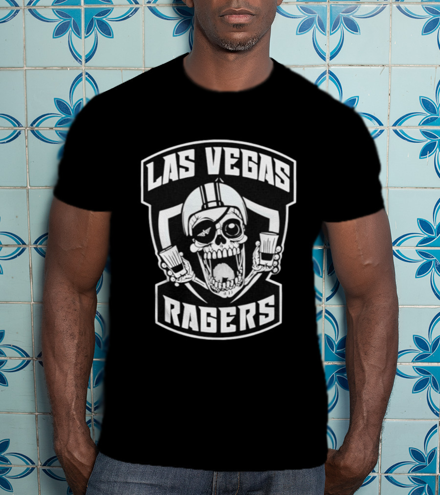Las Vegas Ragers Skull With Shot Glasses T-Shirt