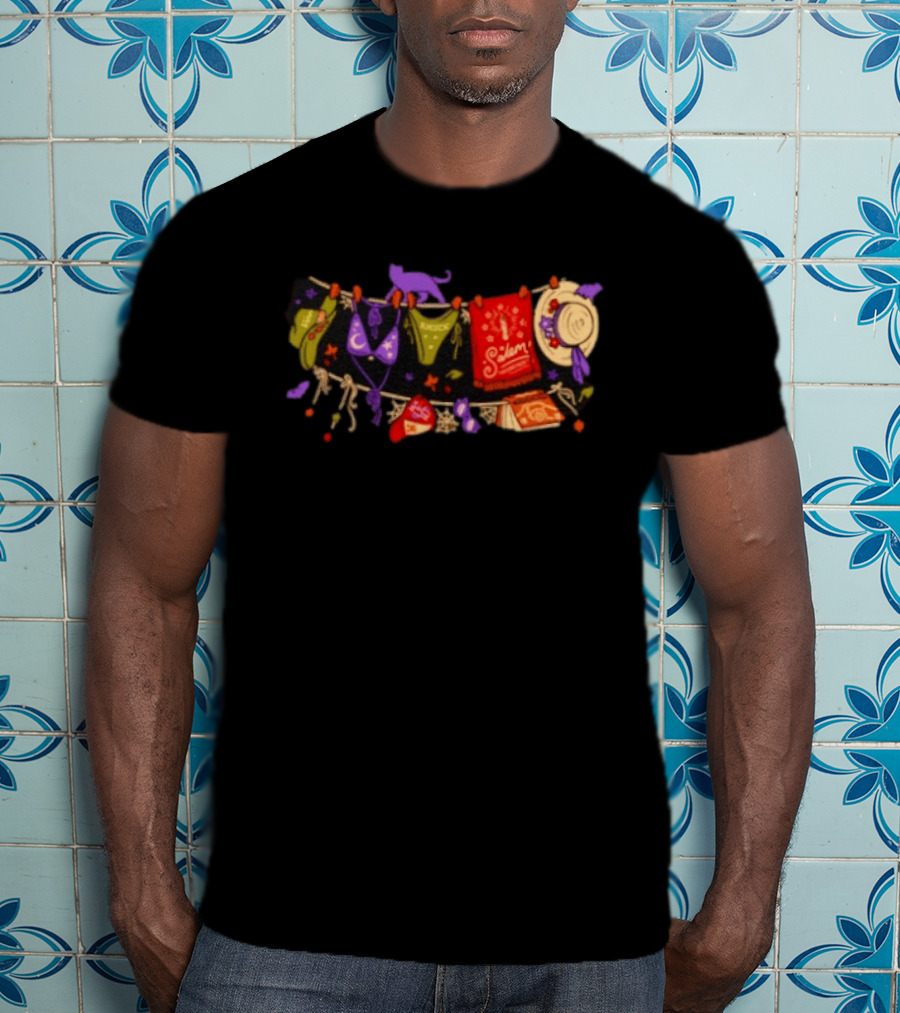 Hocus Pocus Amuck Salem Witch Laundry Line Halloween T-Shirt