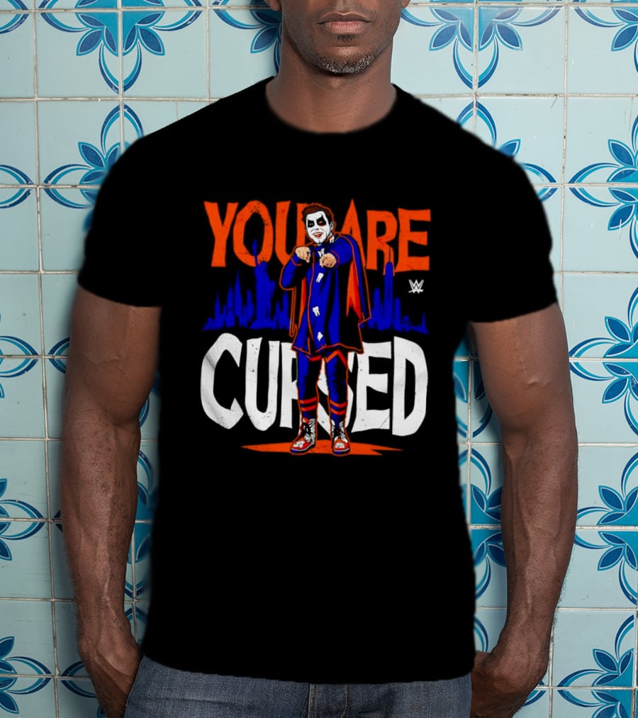 Danhausen You Are Cursed WWE Distressed Orange Blue Jokerface T-Shirt