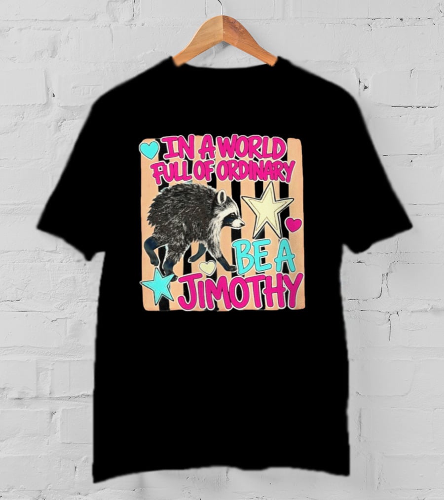 In A World Full Of Ordinary Be A Jimothy Raccoon With Stars And Hearts T-Shirt