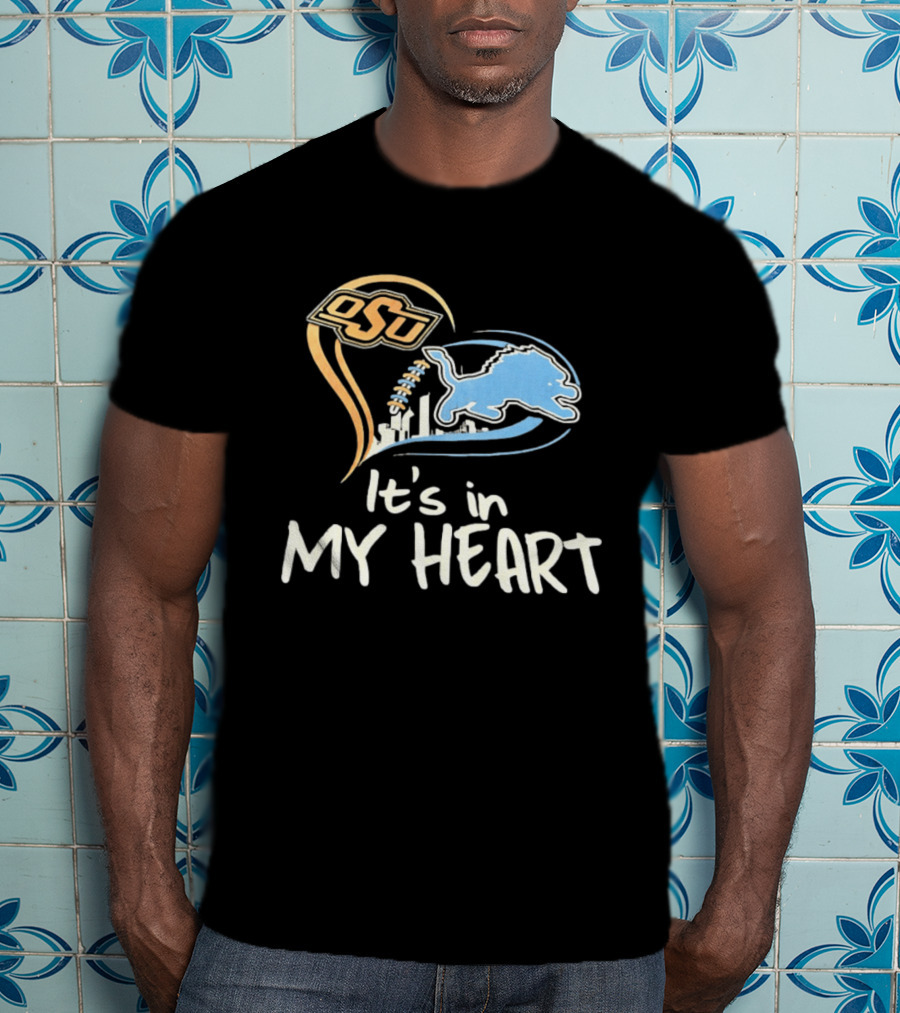 OSU And Detroit Lions Heart Graphic Connection T-Shirt