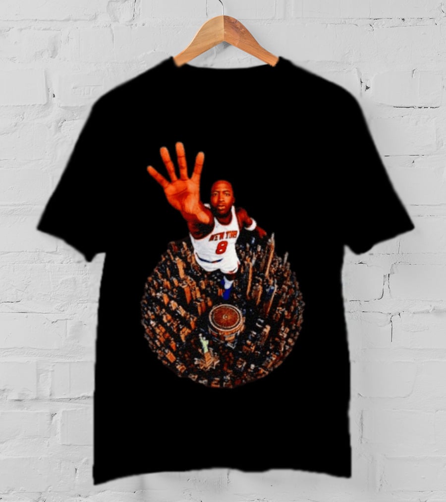 New York Knicks No 8 Aerial Cityscape Legend T-Shirt