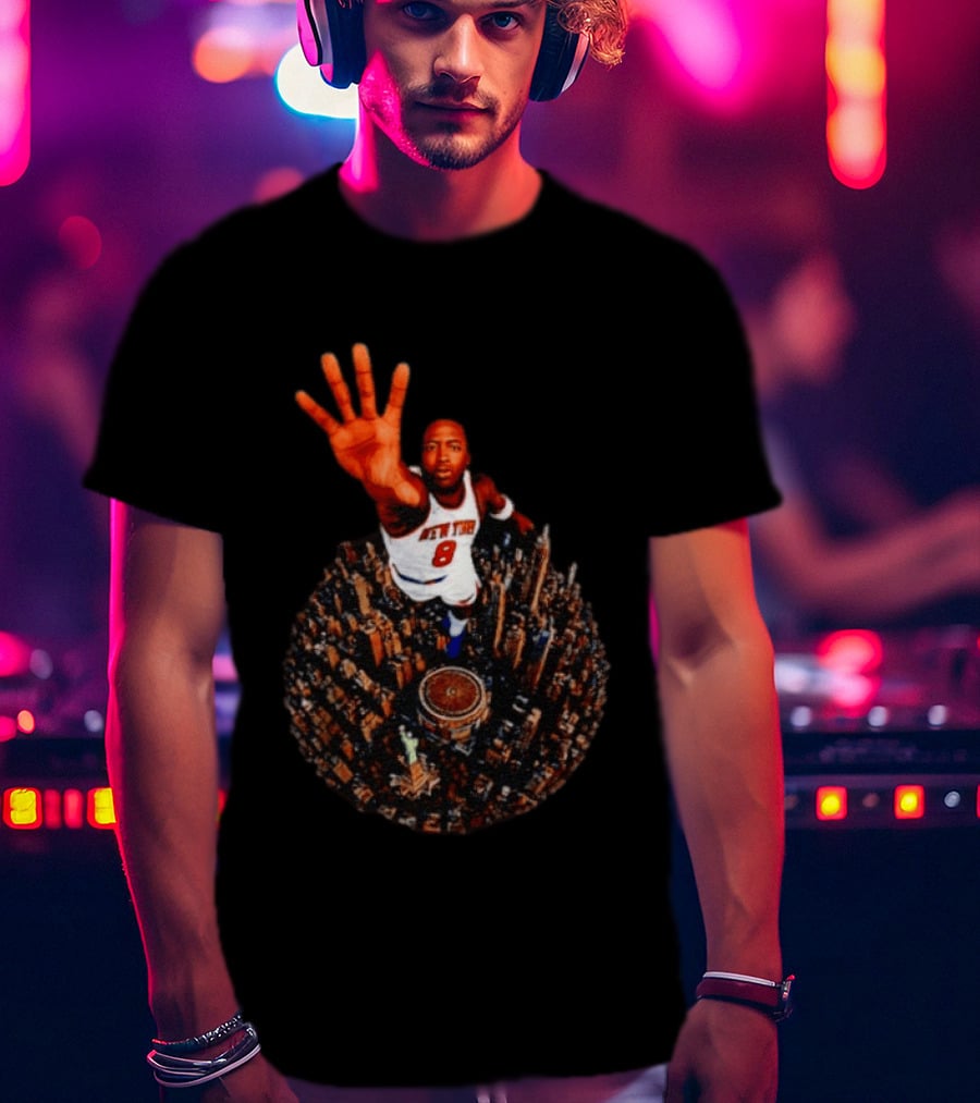 New York Knicks No 8 Aerial Cityscape Legend T-Shirt