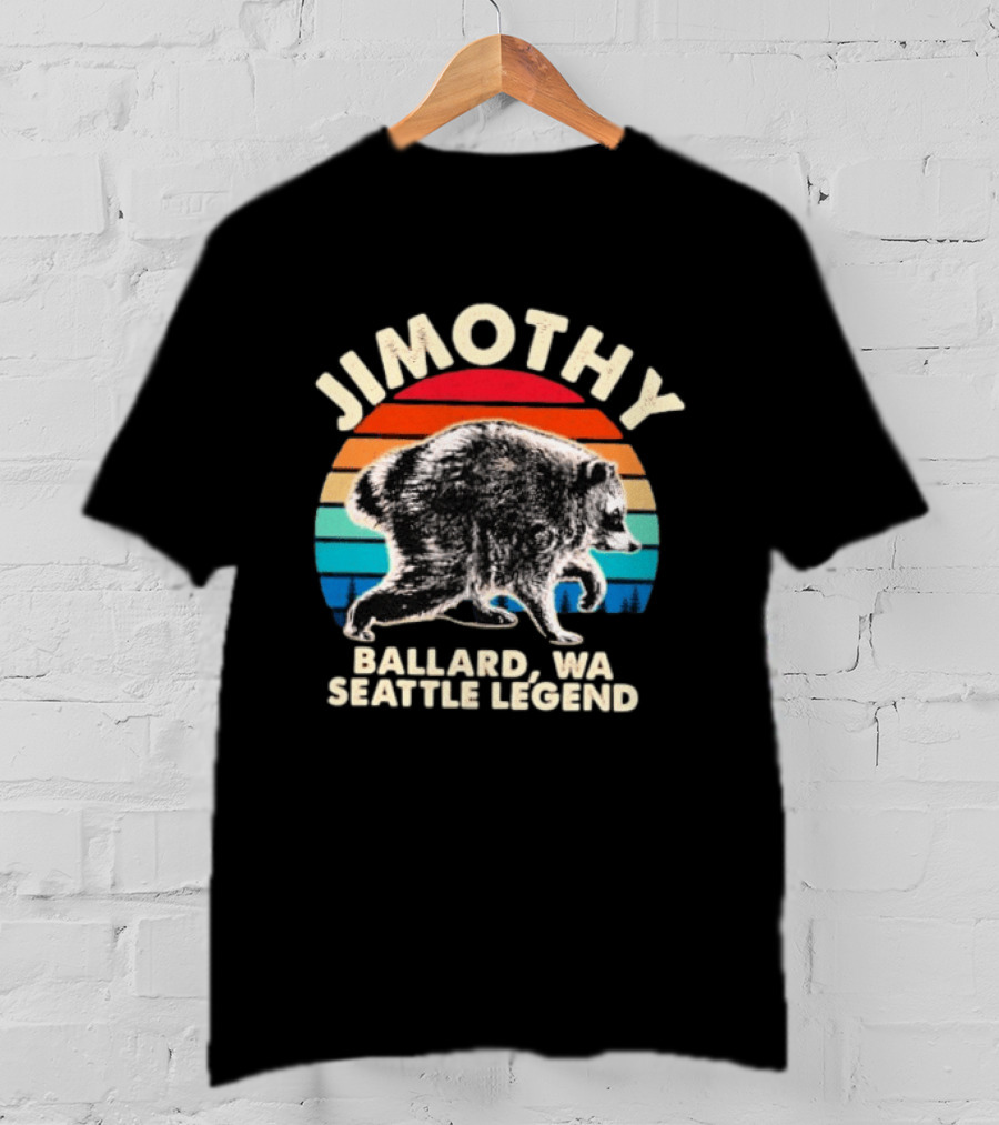 Jimothy Raccoon Ballard WA Seattle Legend Retro Vintage Sunset T-Shirt