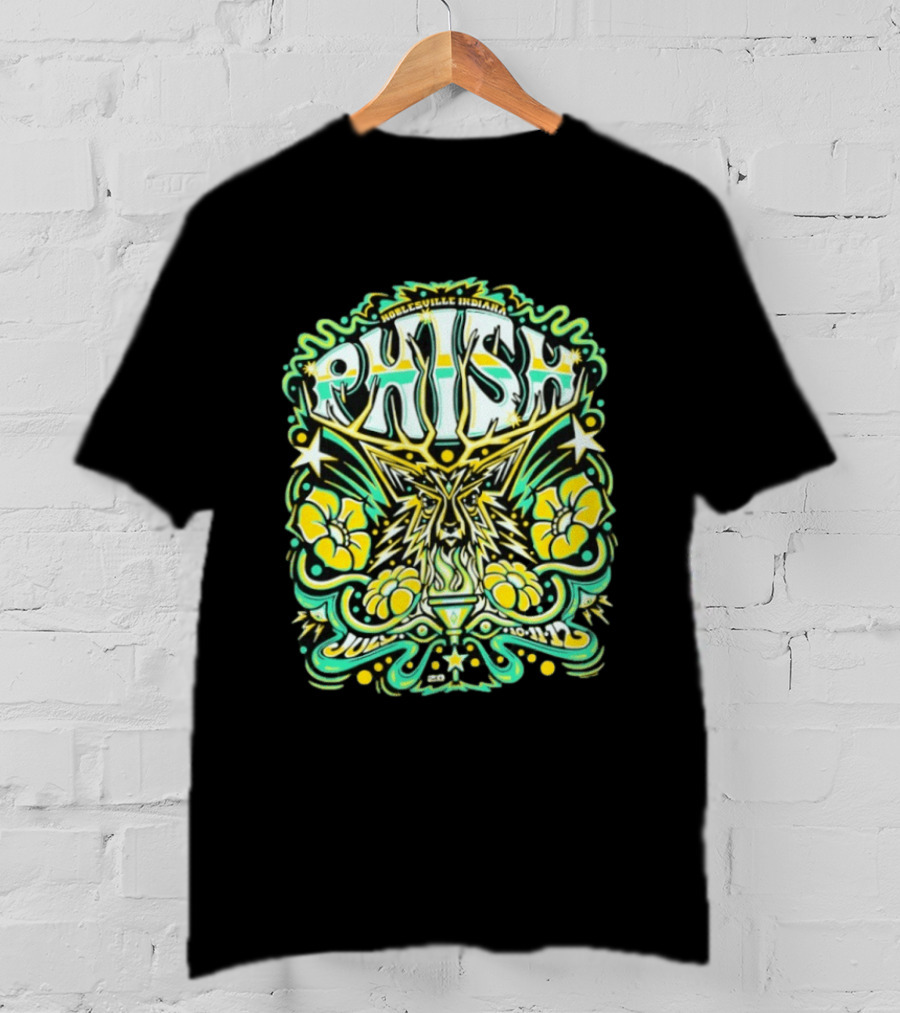 Phish Noblesville Indiana July 10 11 12 2026 Psychedelic Floral And Starburst T-Shirt
