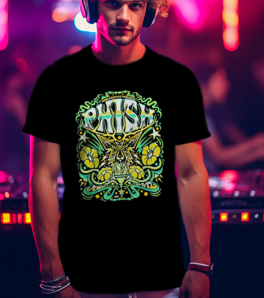 Phish Noblesville Indiana July 10 11 12 2026 Psychedelic Floral And Starburst T-Shirt