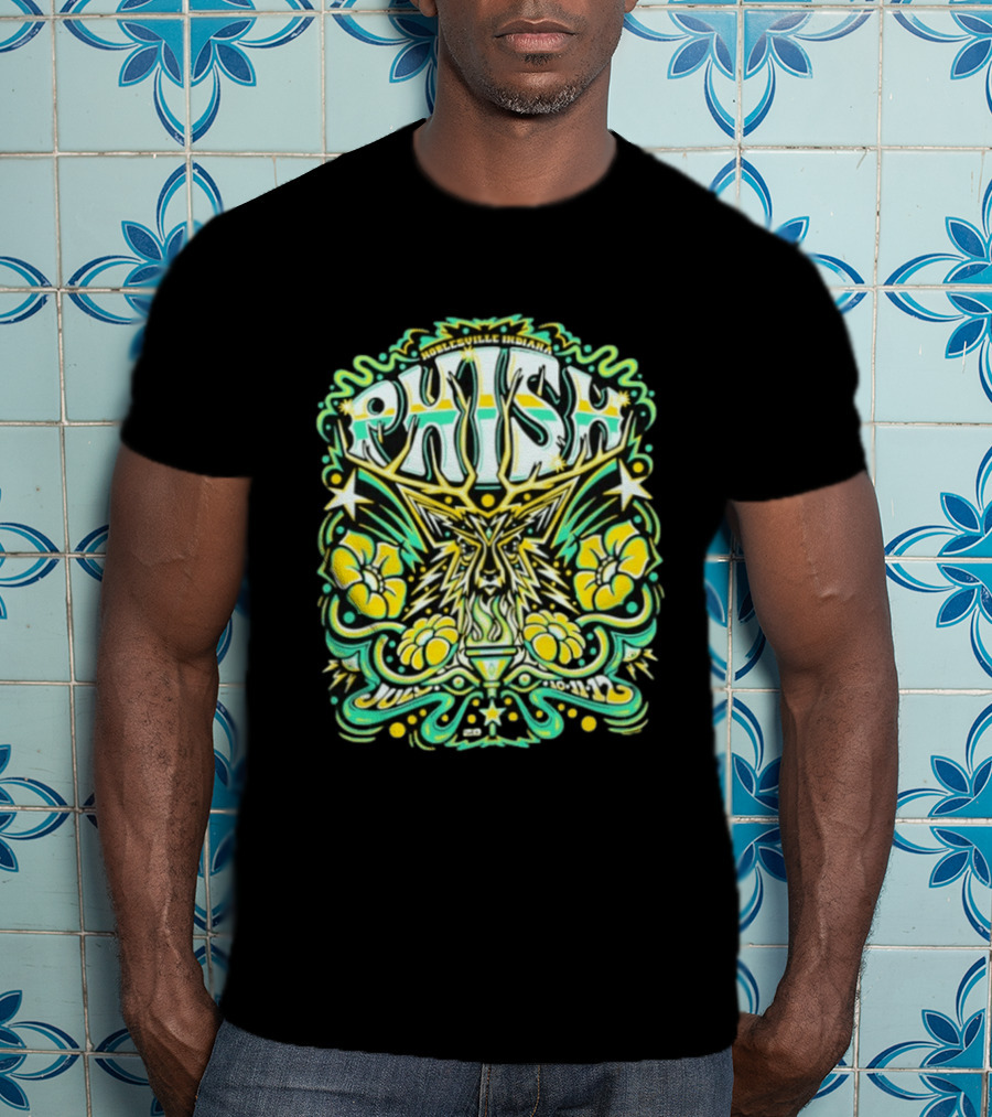 Phish Noblesville Indiana July 10 11 12 2026 Psychedelic Floral And Starburst T-Shirt