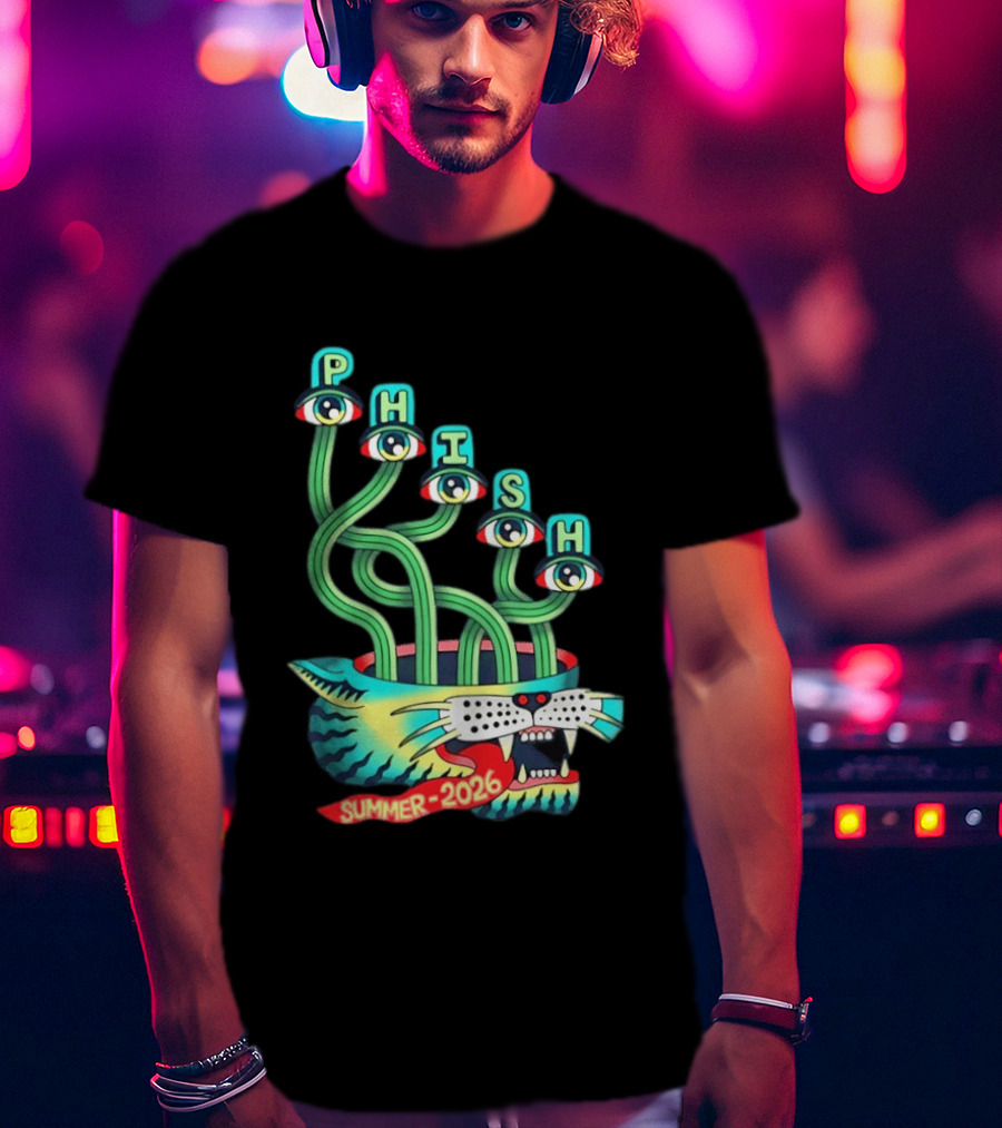 Phish Summer 2026 Jam Band Psychedelic Cat Eye Stalks T-Shirt