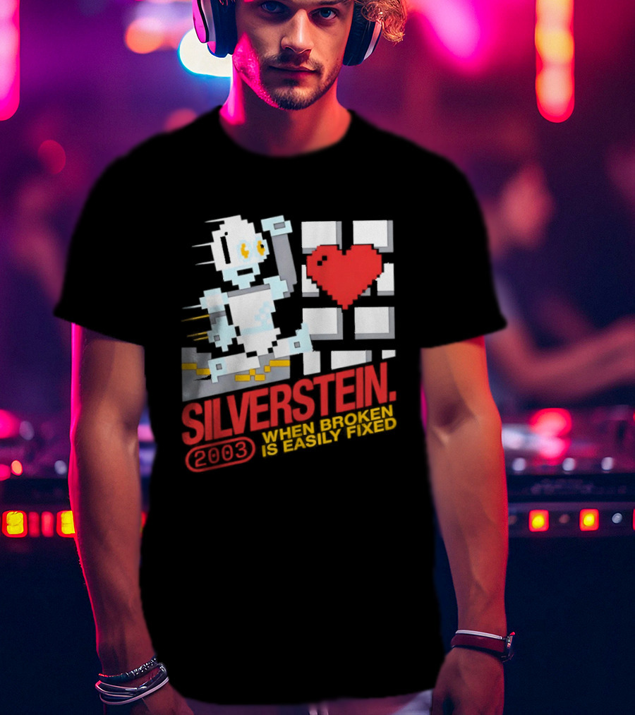 Silverstein 2003 When Broken Is Easily Fixed Pixel Robot Heart T-Shirt