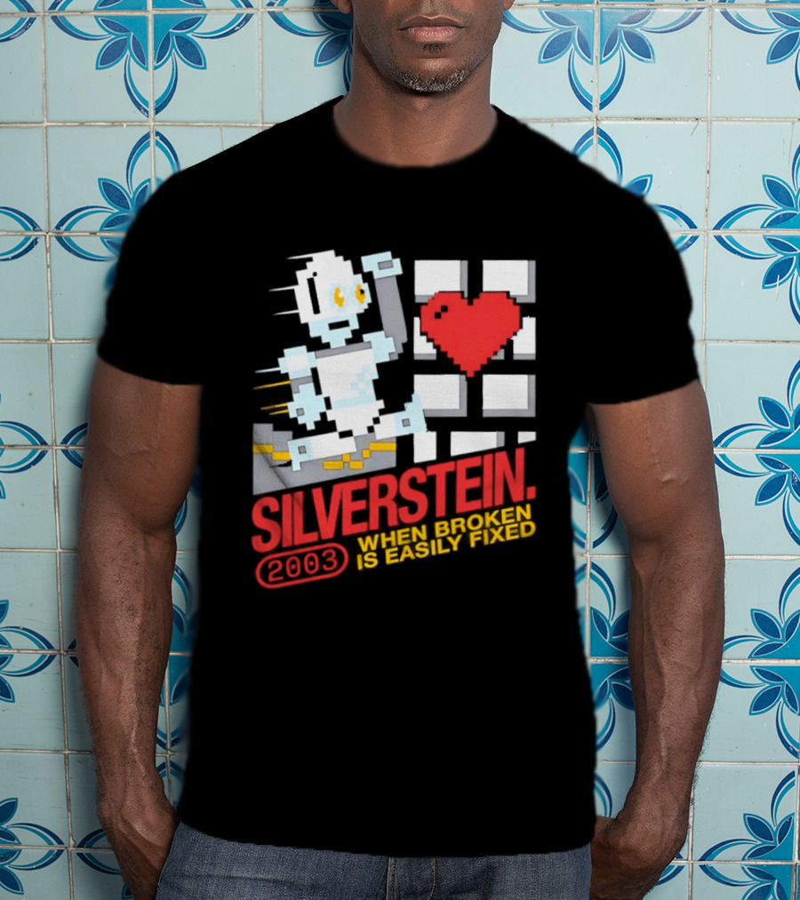 Silverstein 2003 When Broken Is Easily Fixed Pixel Robot Heart T-Shirt