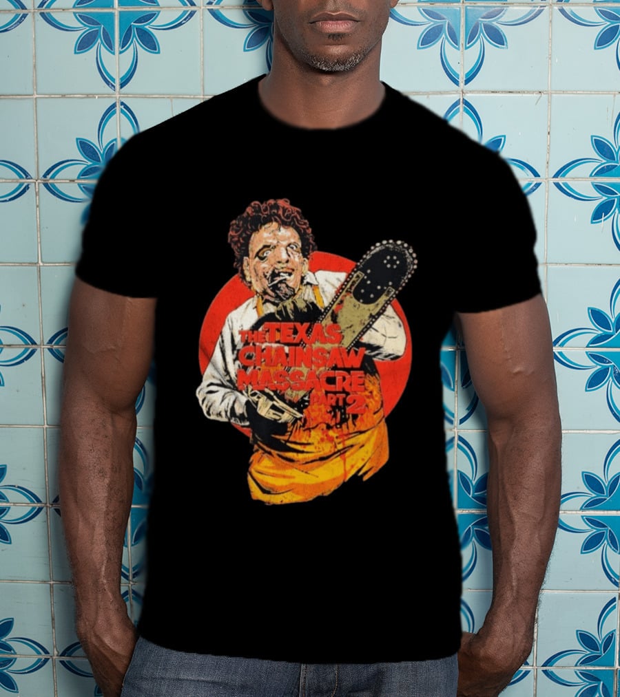 Texas Chainsaw Massacre Part 2 Bubba Chainsaw Graphic Burst T-Shirt