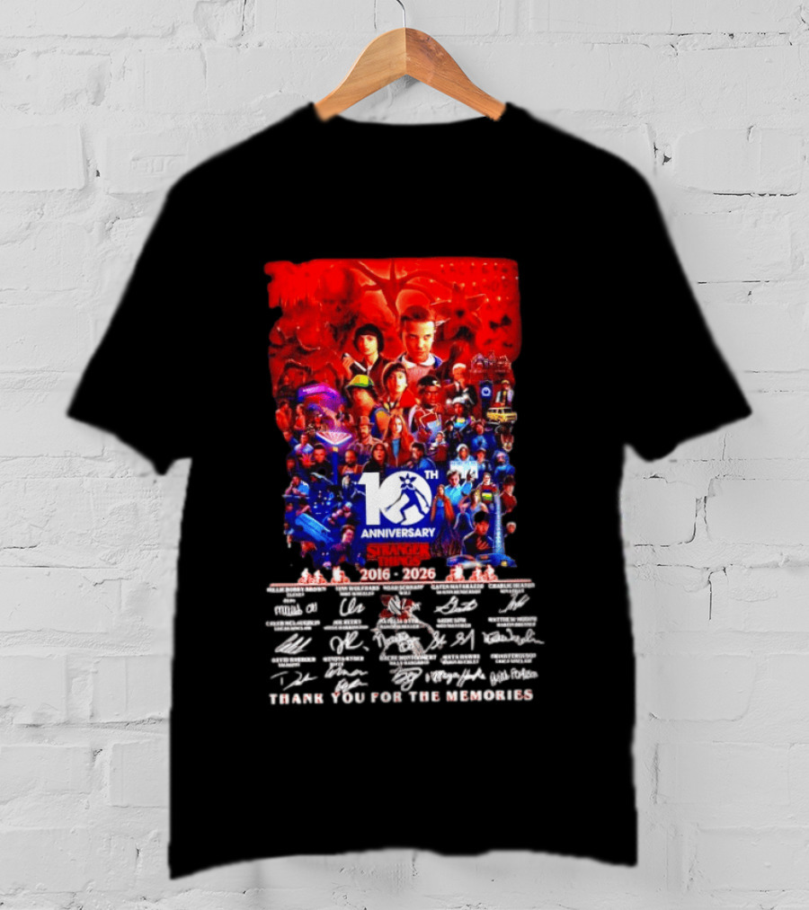 Stranger Things 10th Anniversary 2016 2026 Thank You For The Memories 10th Anniversary T-Shirt
