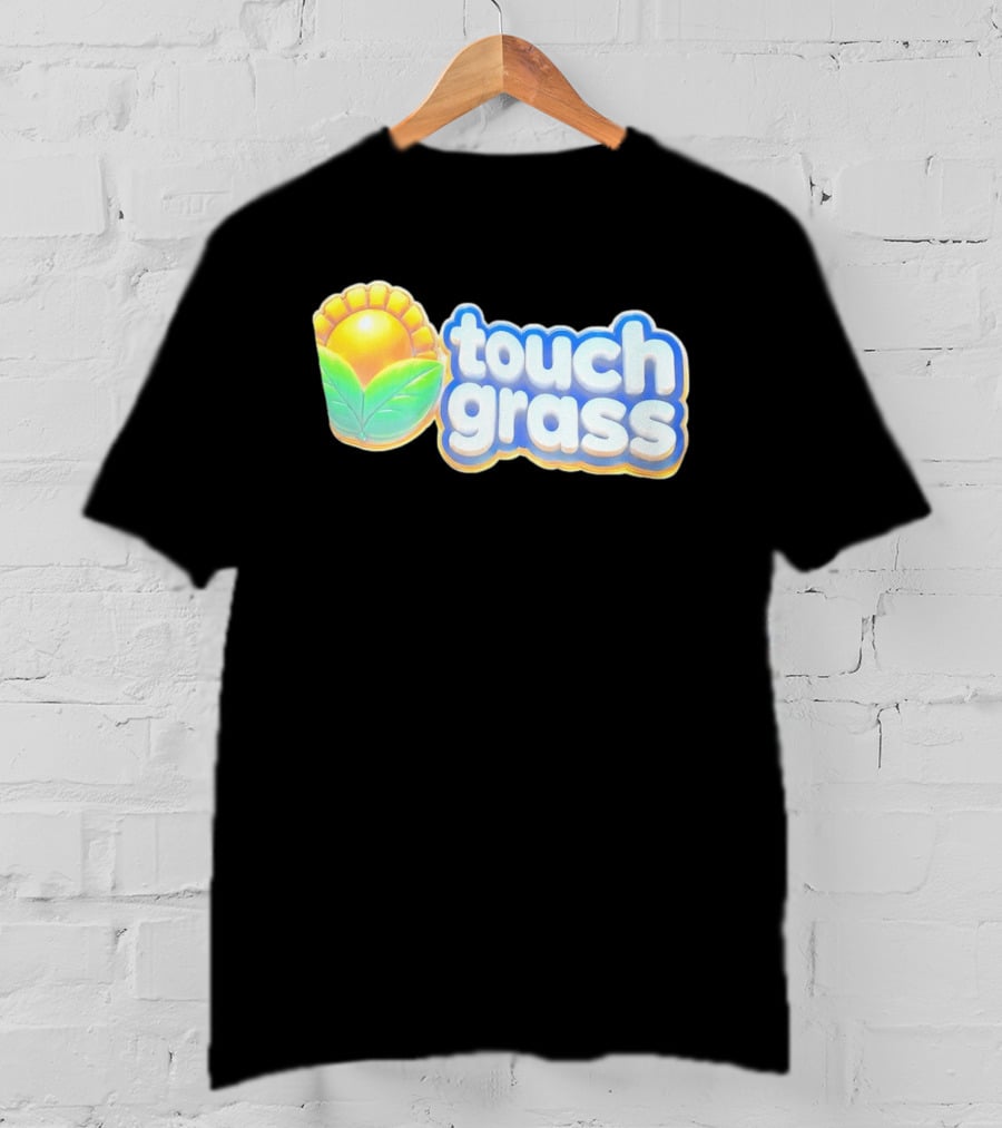 Touch Grass Plants Vs Zombies Sunflower Gaming Meme T-Shirt