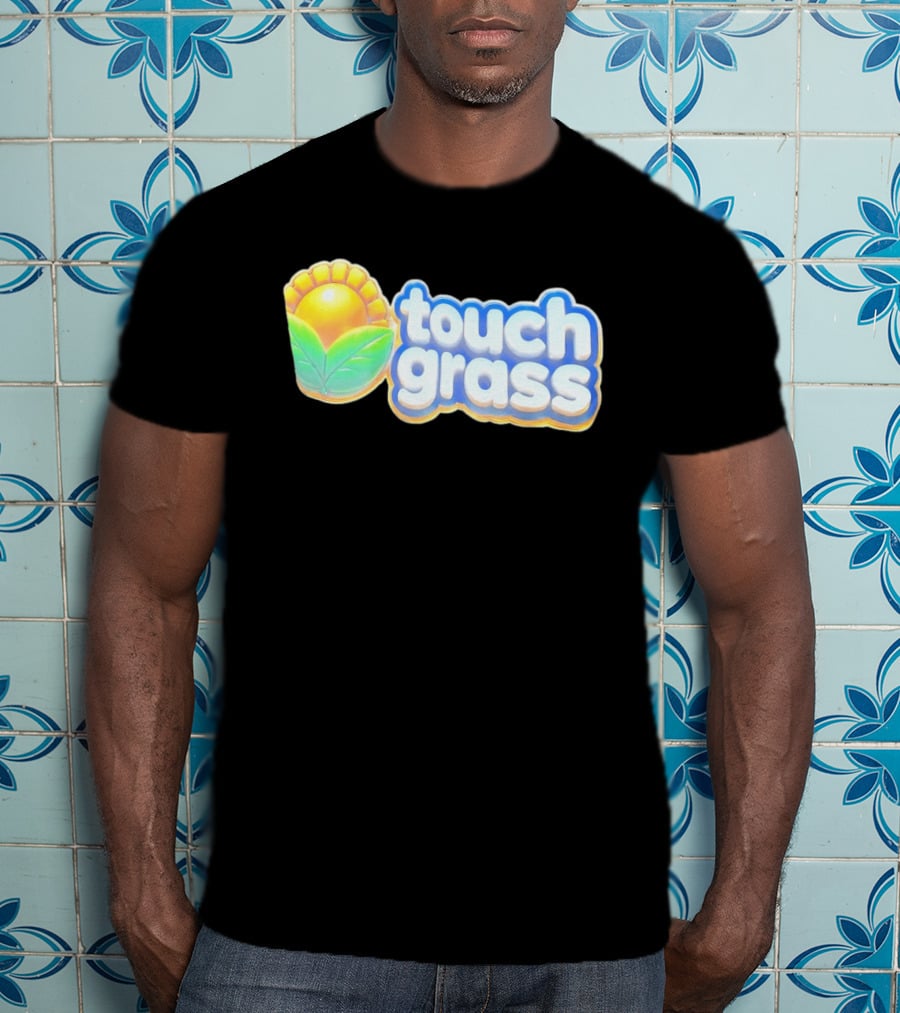 Touch Grass Plants Vs Zombies Sunflower Gaming Meme T-Shirt