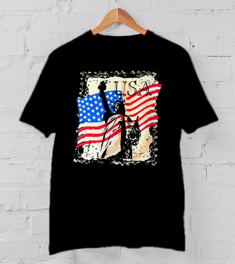 USA Statue Of Liberty American Flag T-Shirt
