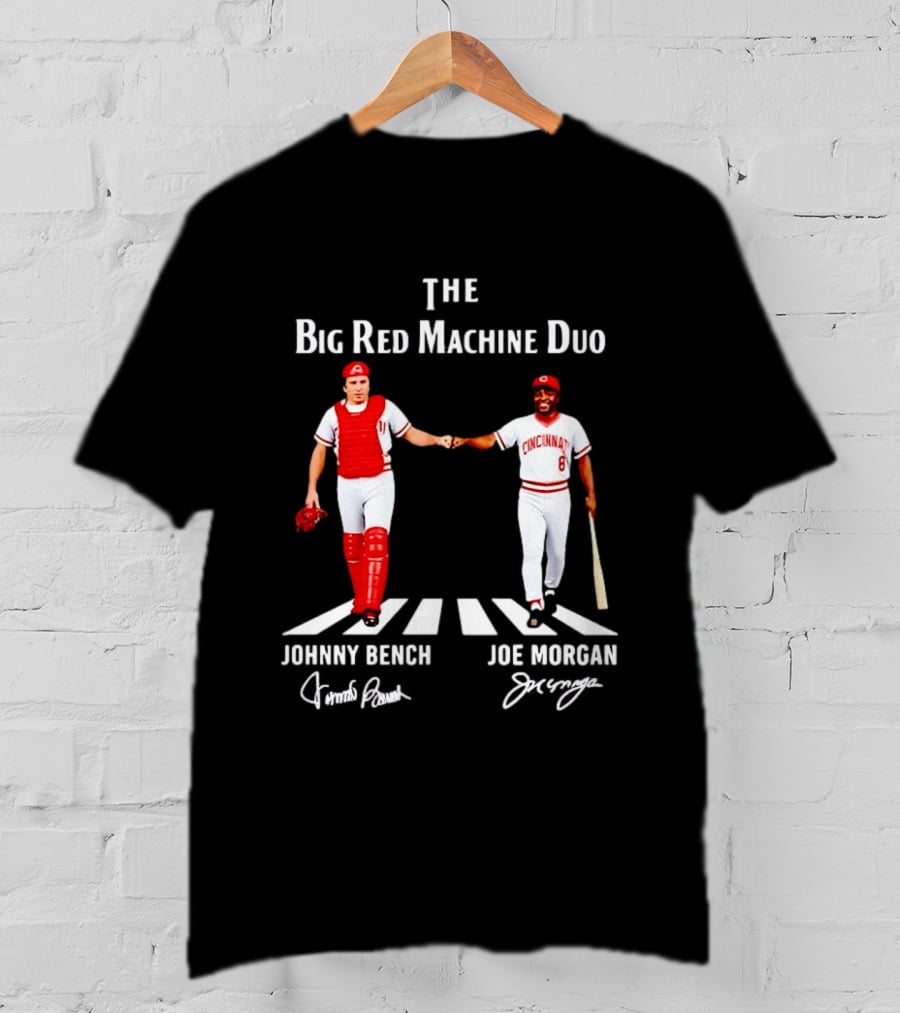 The Big Red Machine Duo Johnny Bench Joe Morgan Cincinnati Reds Fist Bump T-Shirt