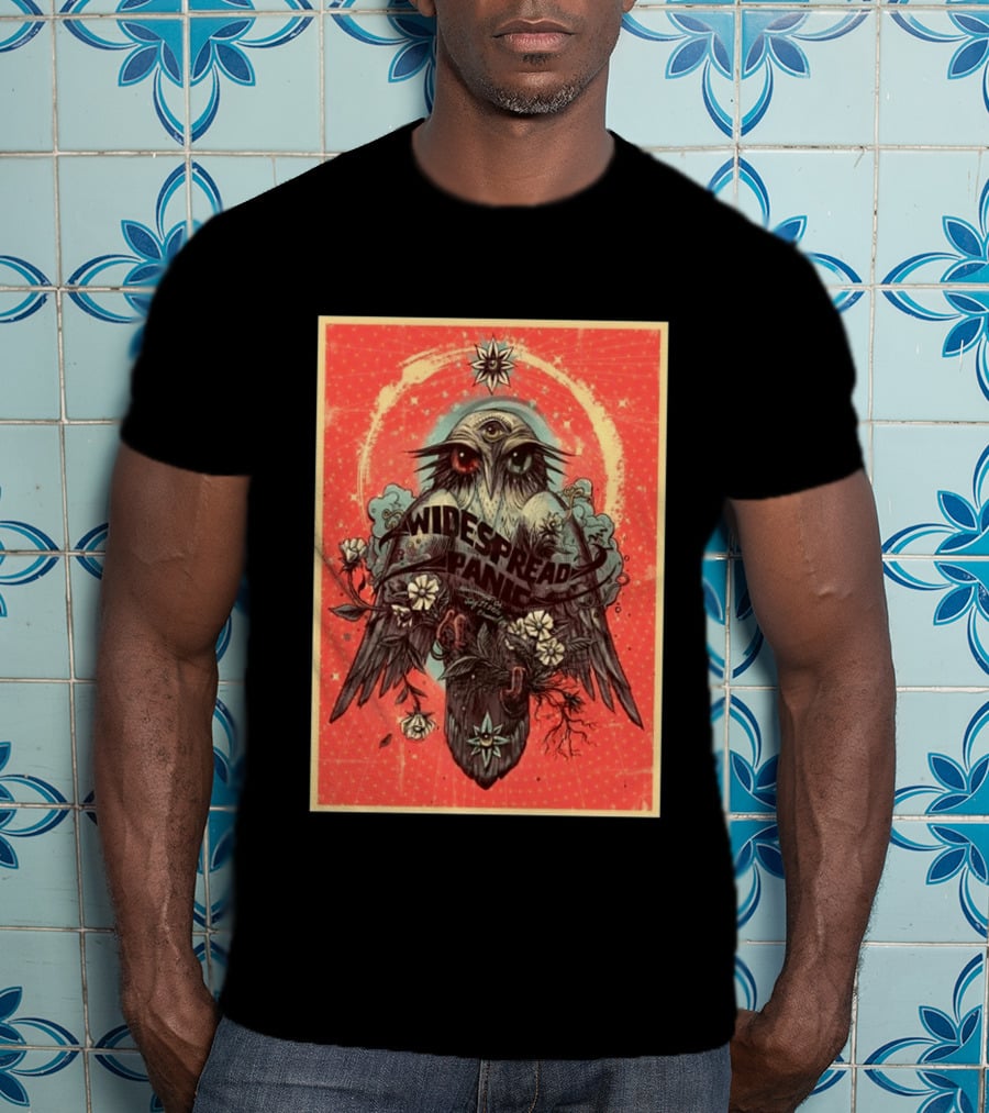 Widespread Panic Sacramento 2026 Event July 21 Venue Channel 24 Owl With Third Eye Floral Motif T-Shirt