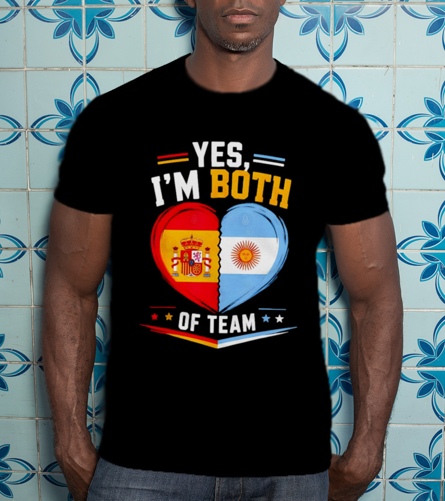 Yes I'm Both Team Spain And Argentina Heart Flags T-Shirt