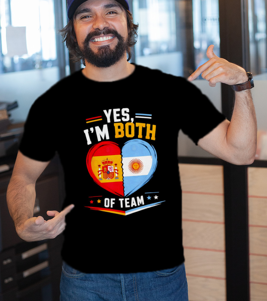 Yes I'm Both Team Spain And Argentina Heart Flags T-Shirt